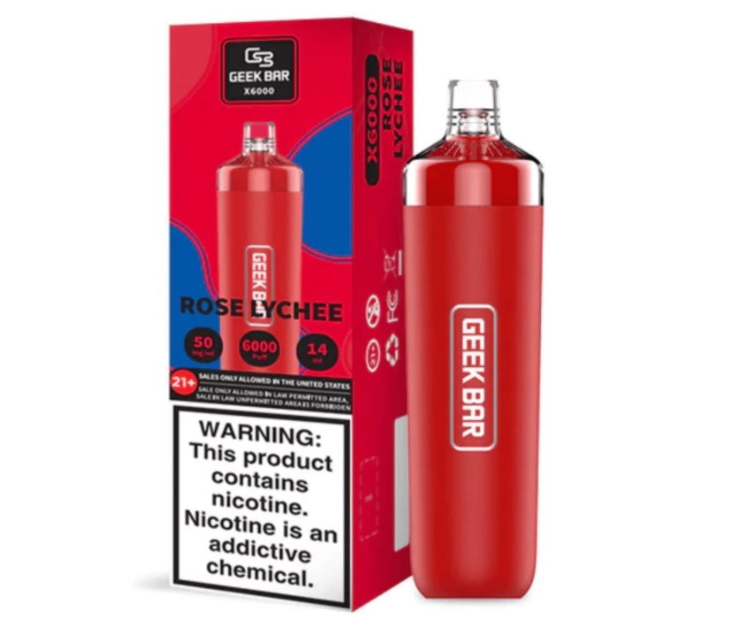 Geek Bar X6000 TF-NIC Disposable Vape - Ros Litchi: En Smakrik Upplevelse för Sveriges Vapare