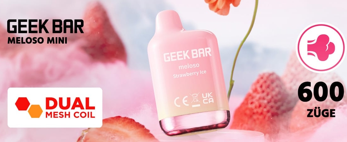 Geek Bar Meloso Mini engångsvape - Jordgubbsis: Smaken av Sommar i Varje Puff